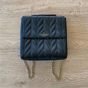 kate spade Quilted Black Leather Chain Strap Backpack
